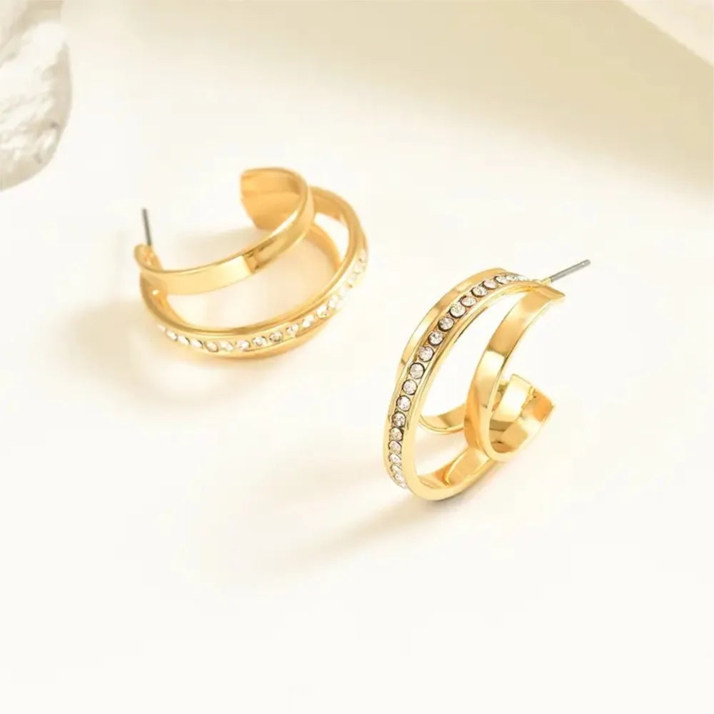 Brincos de Zircônia Círculo Triplo