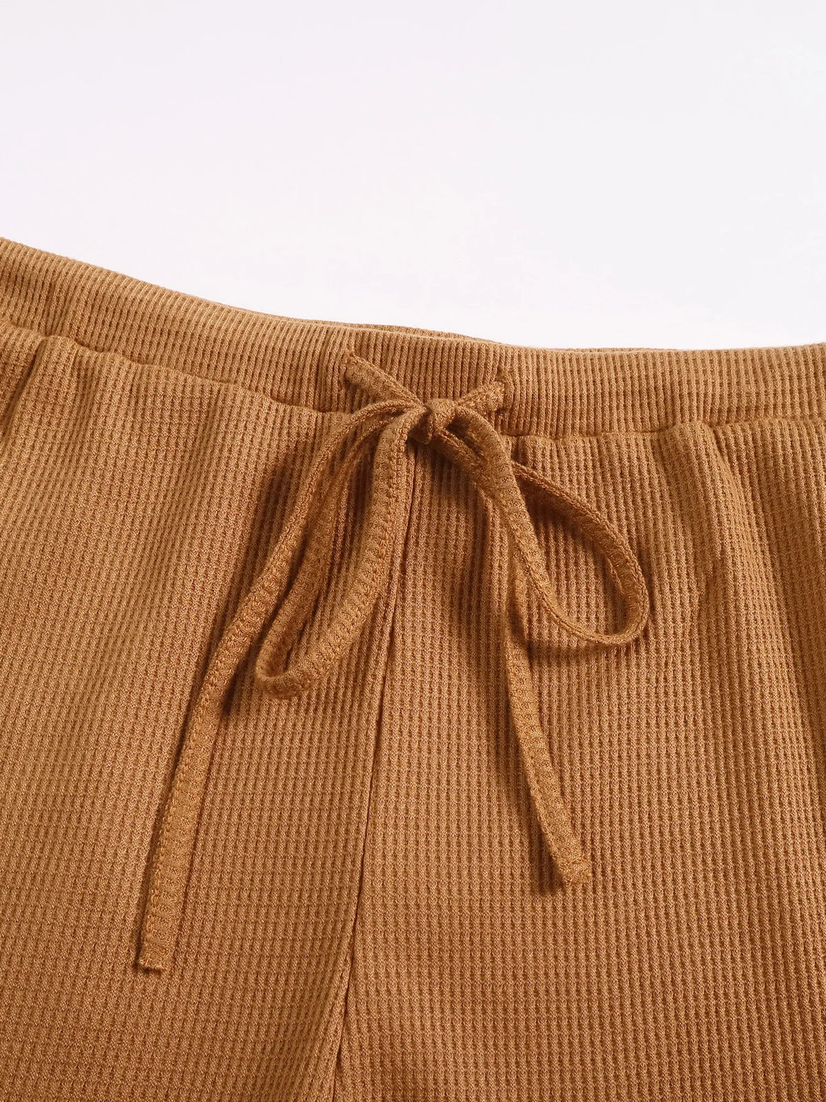 Calça pantalona feminina de tricot com cintura elástica