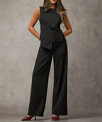 Calça pantalona preta feminina de cintura alta