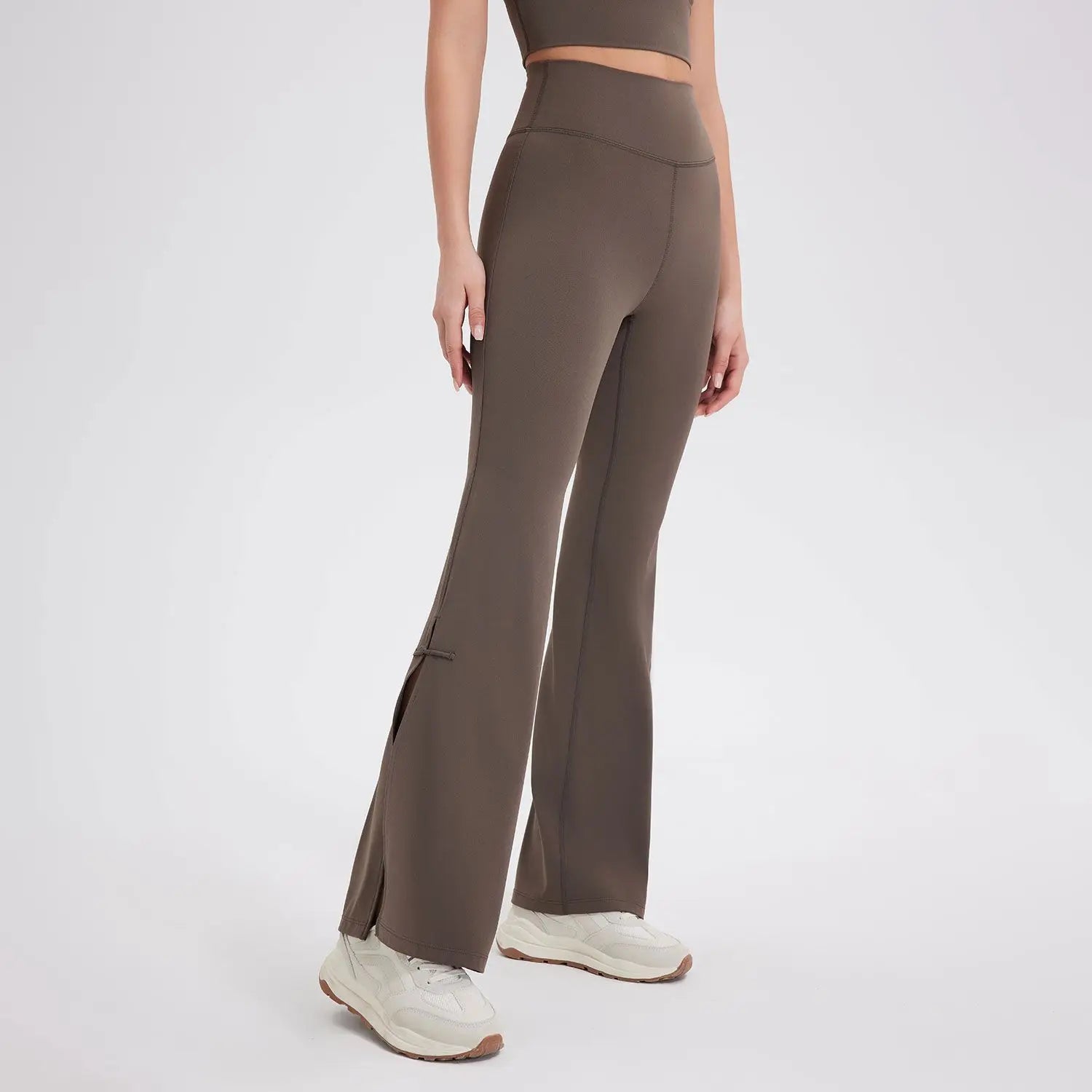 Calça para Treino com Abertura Lateral Marrom