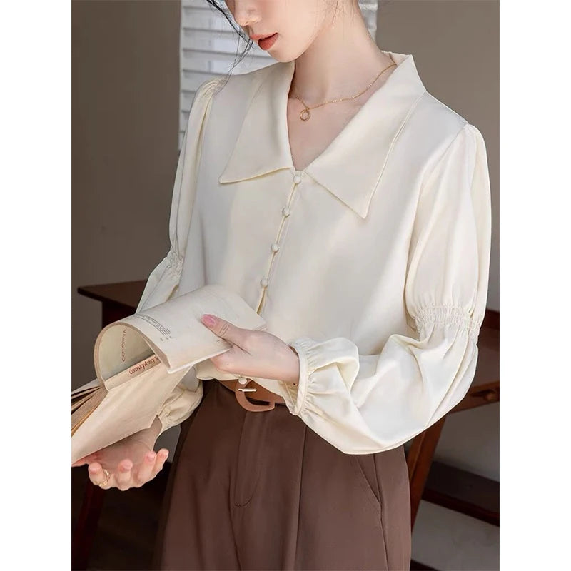 Camisa Alessandra com Manga Bege