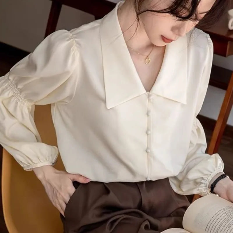 Camisa Alessandra com Manga Bege 2