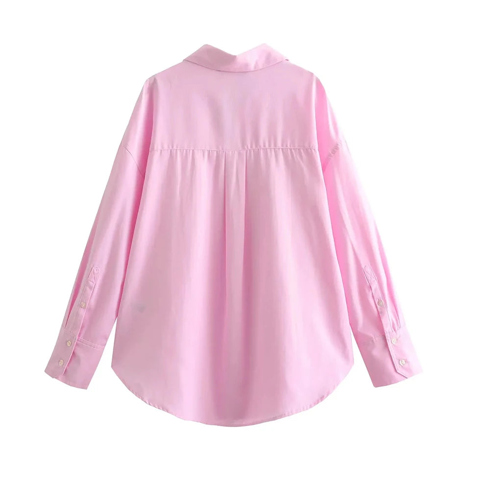 Camisa Femininas Assimétricas Manga Longa Listras