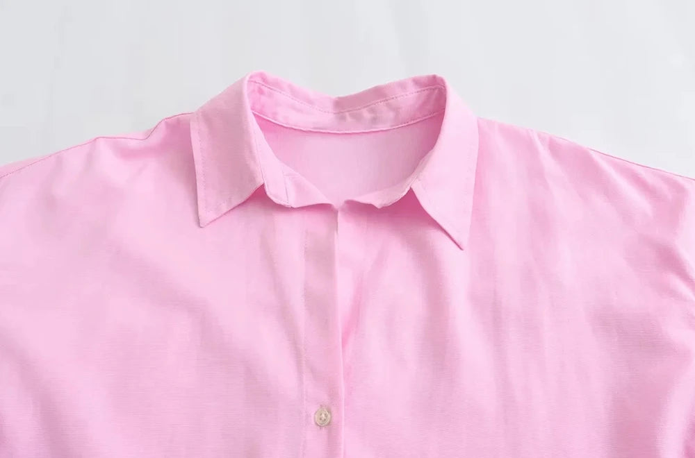 Camisa Femininas Assimétricas Manga Longa Listras