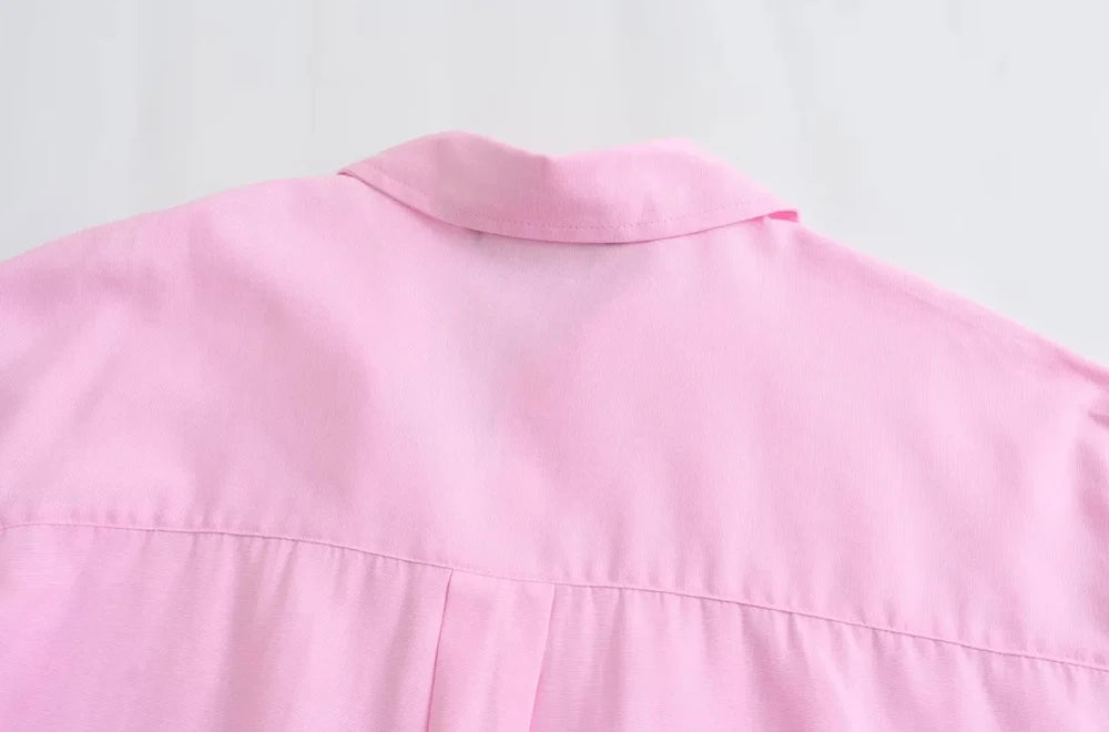 Camisa Femininas Assimétricas Manga Longa Listras