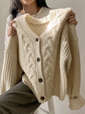 Cardigan de Tricô Feminino com Botôes