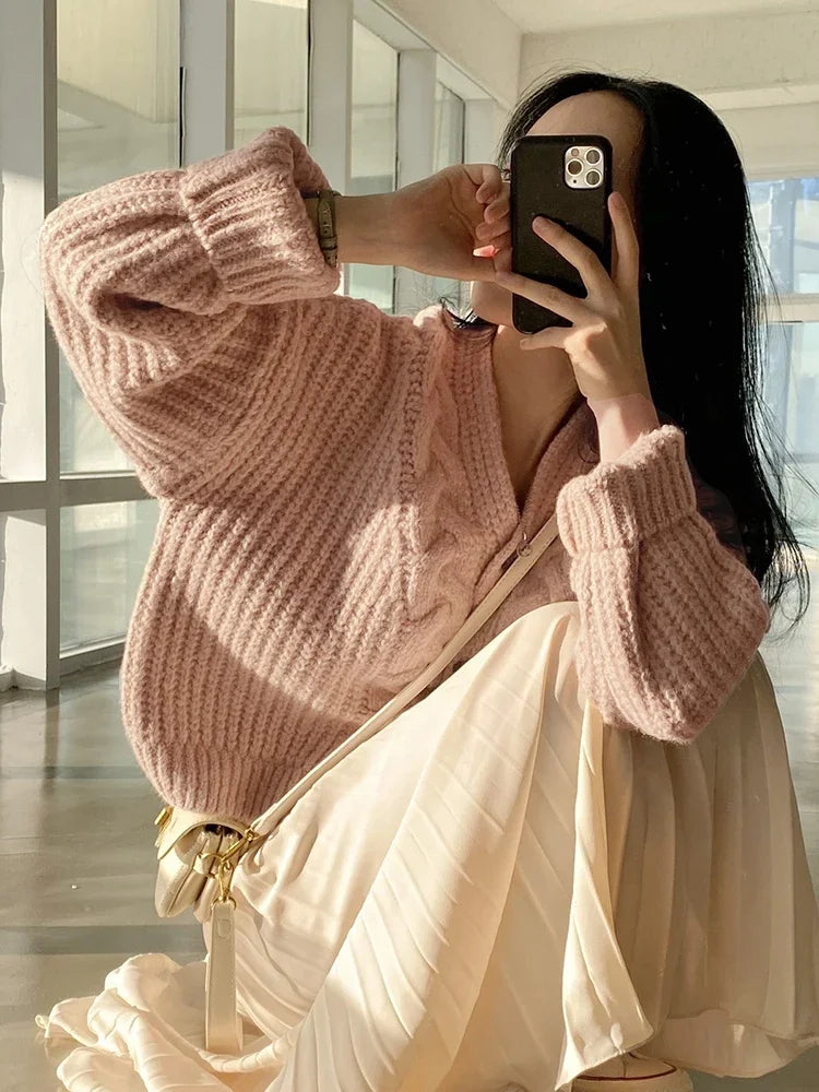 Cardigan de Trico Feminino com Botoes