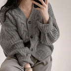 Cardigan de Trico Feminino com Botoes