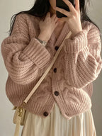 Cardigan de Trico Feminino com Botoes