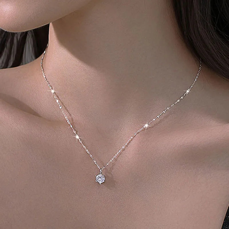 Colar de Prata Esterlina 925 com Zircão Espumante