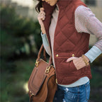 Colete Feminino Acolchoado com Bolsos e Zíper