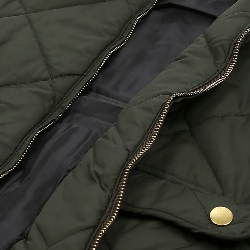 Colete Feminino Acolchoado com Bolsos e Zíper