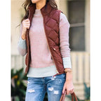 Colete Feminino Acolchoado com Bolsos e Zíper