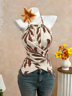 Colete feminino estampado de modelagem curta