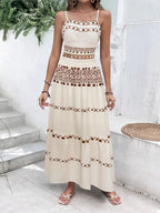 Conjunto Boho com Toper sem Mangas e Saia Alta