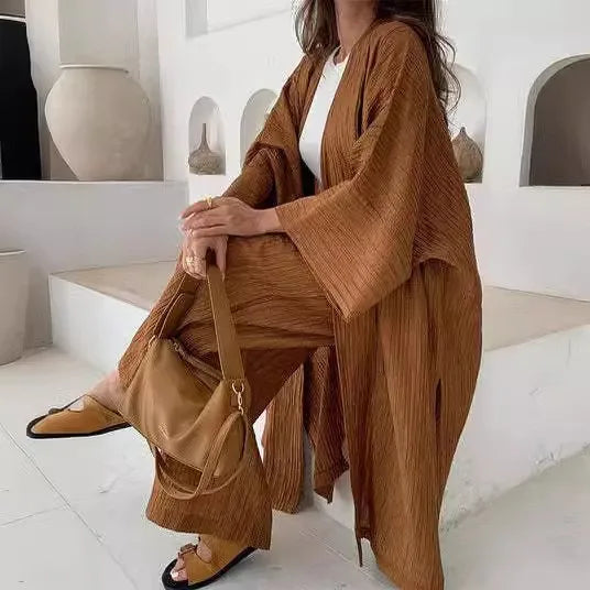 Conjunto Cardigã Longo e Calça Pantalona