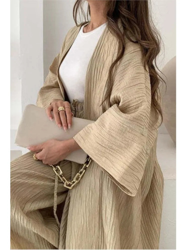 Conjunto Cardigã Longo e Calça Pantalona