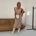 Conjunto Elegante Feminina de Tricô