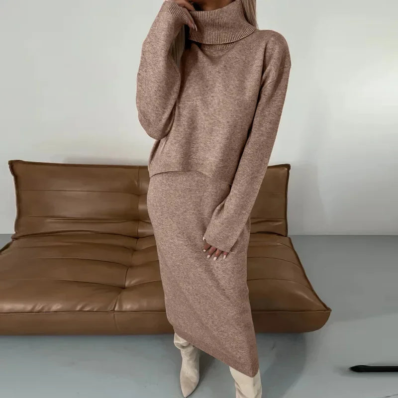 Conjunto Elegante Feminina de Tricô