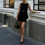 Conjunto Elegante de Colete e Shorts Sem Mangas