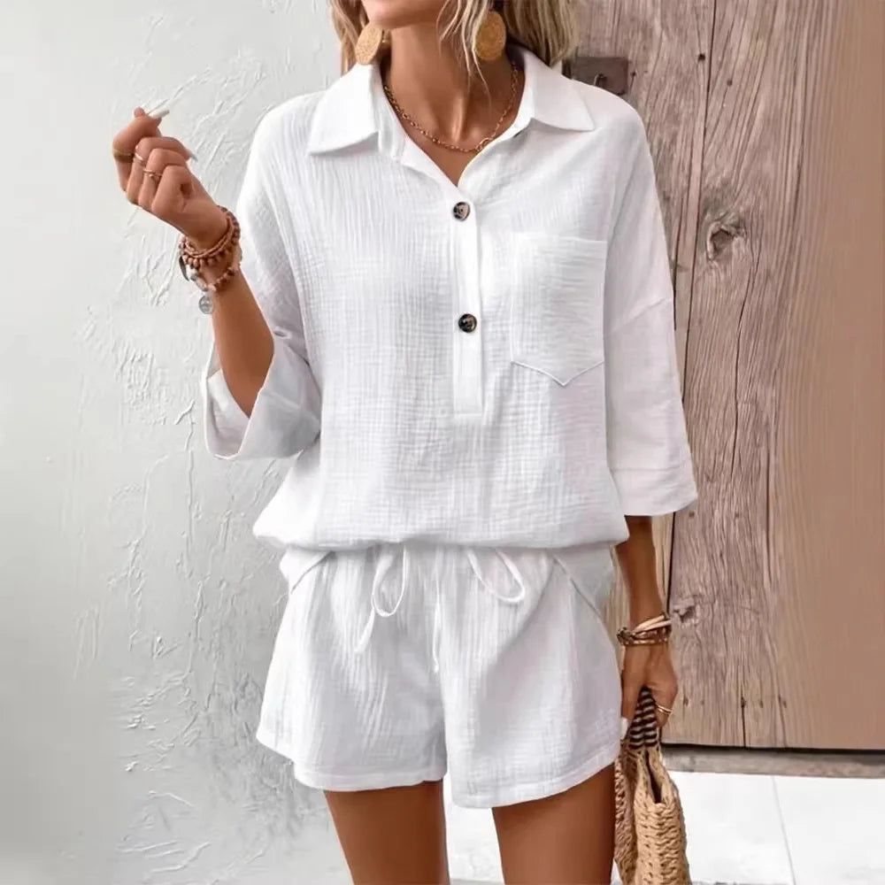 Conjunto Feminino Casual de Verão Despojado