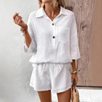 Conjunto Feminino Casual de Verão Despojado