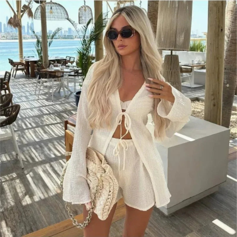 Conjunto Feminino Elegante de Verão com Renda