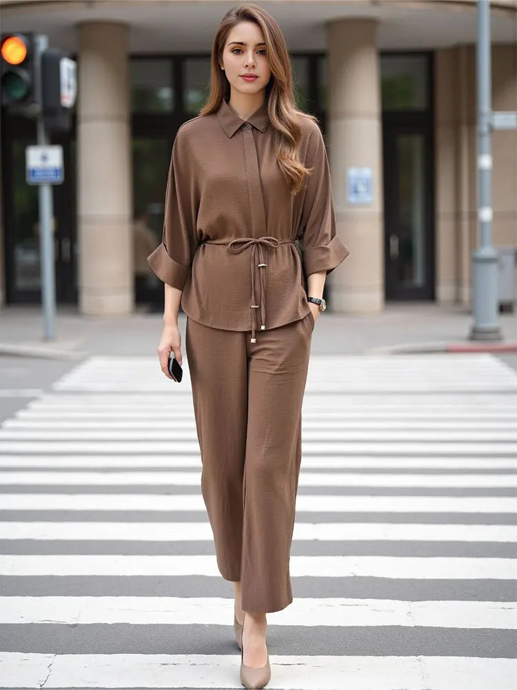 Conjunto Feminino Estilo Kimono com Calça Larga