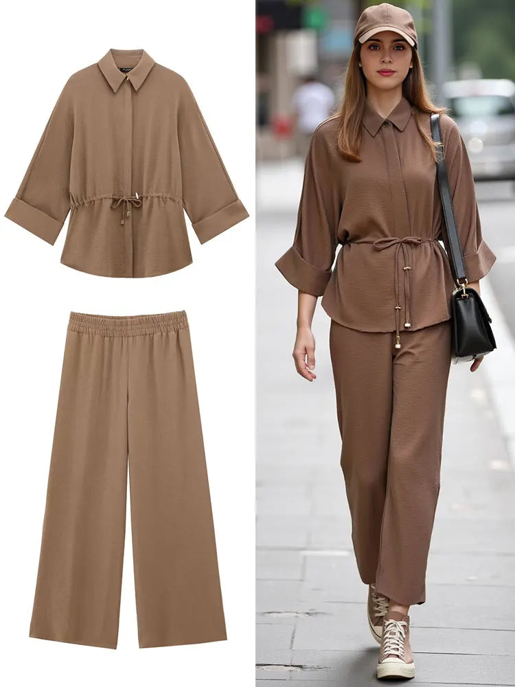 Conjunto Feminino Estilo Kimono com Calça Larga