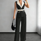 Conjunto Feminino de Colete e Calça com Cinto