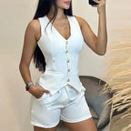 Conjunto Lais com Gola V e Botões