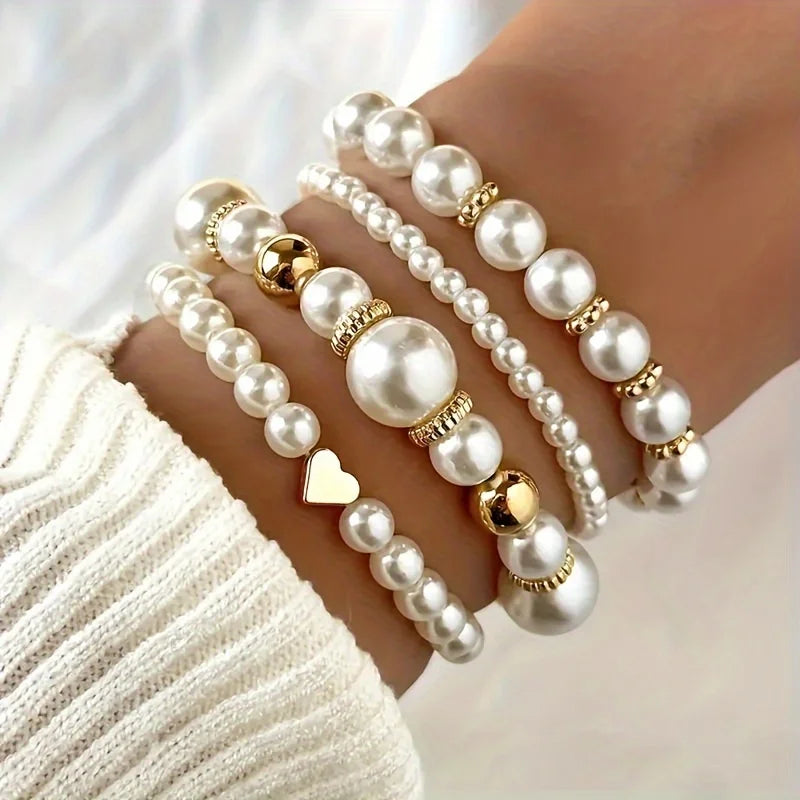 Conjunto Pulseiras de Pérolas do Amor