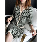 Conjunto Tricô Elegante Estilo Francês