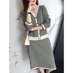 Conjunto Tricô Elegante Estilo Francês