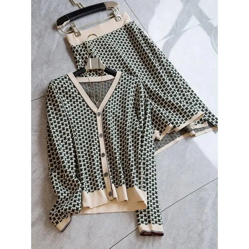 Conjunto Tricô Elegante Estilo Francês
