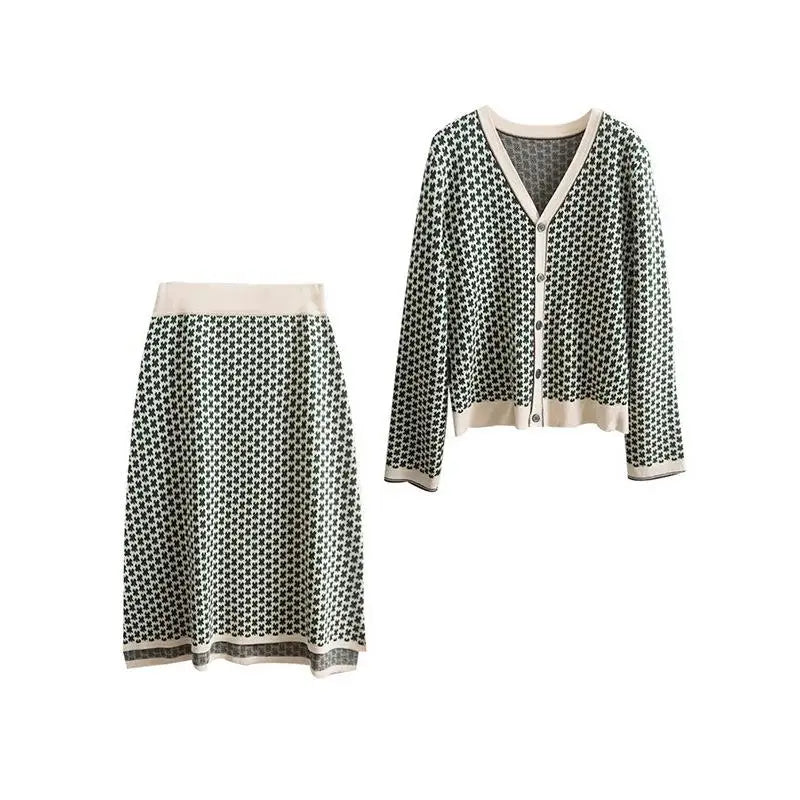 Conjunto Tricô Elegante Estilo Francês