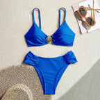 Conjunto de Biquíni Cintura Alta com Fivela Dourada