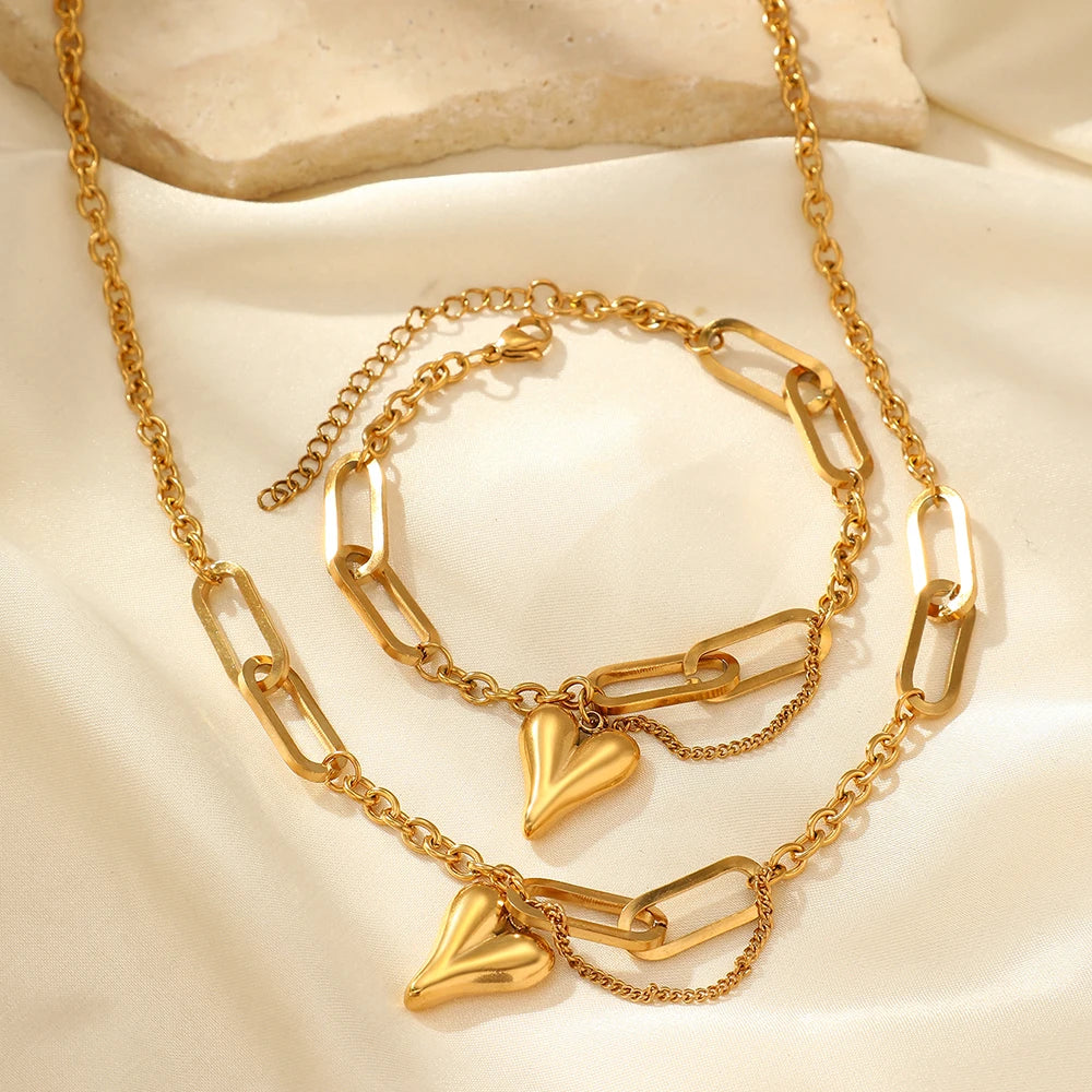 Conjunto de Joias Coração Retrô