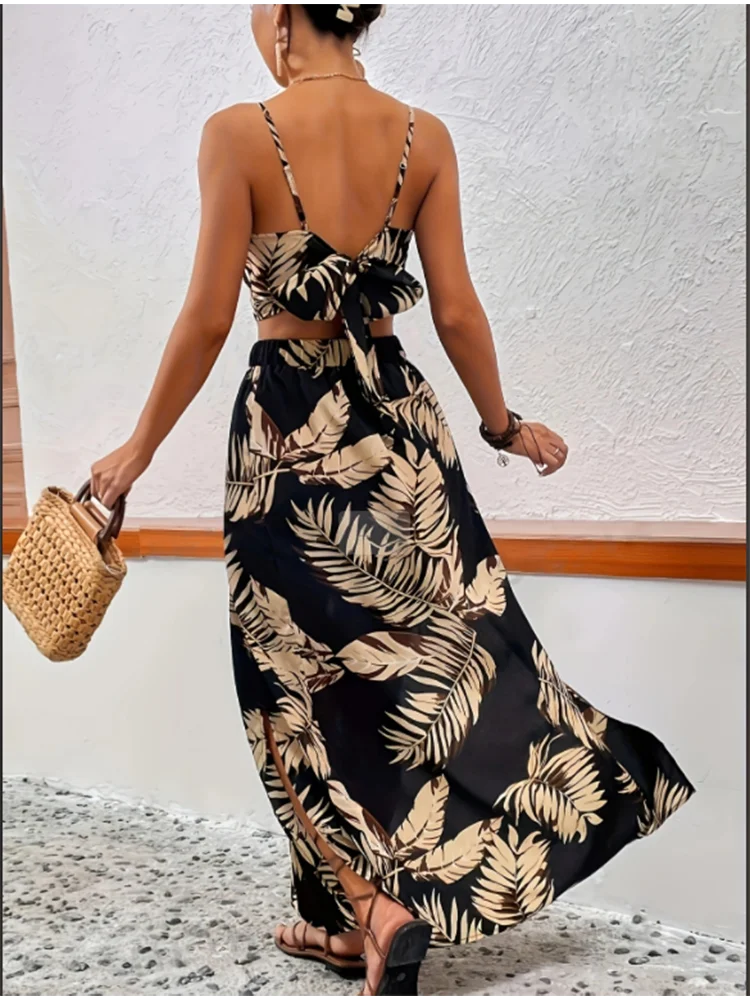 Conjunto feminino de verão estampado modelo completo