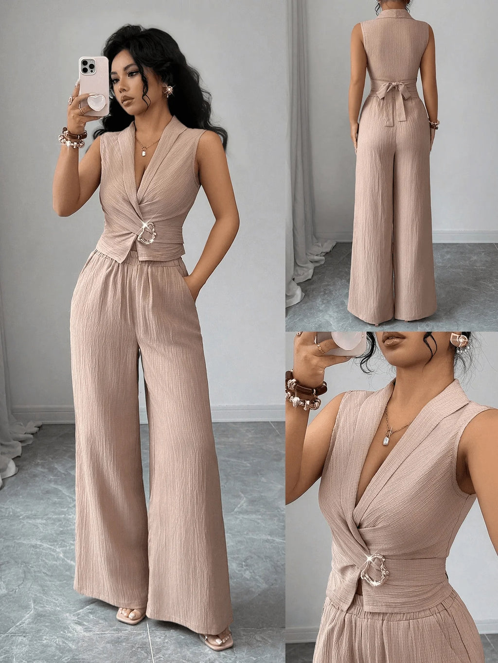 Conjunto feminino elegante de duas peças
