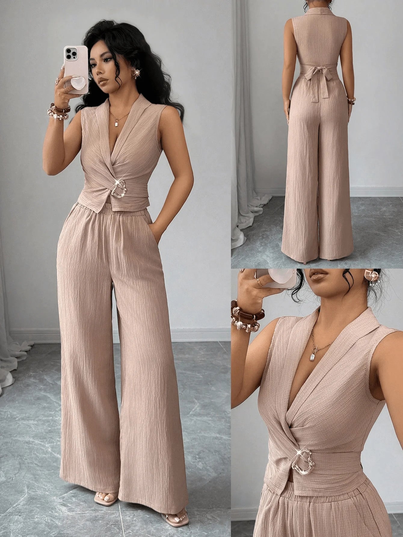 Conjunto feminino elegante de duas peças