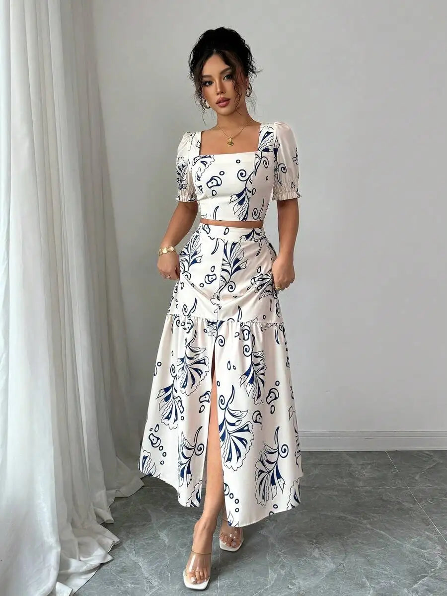 Conjunto feminino elegante para primavera e verão