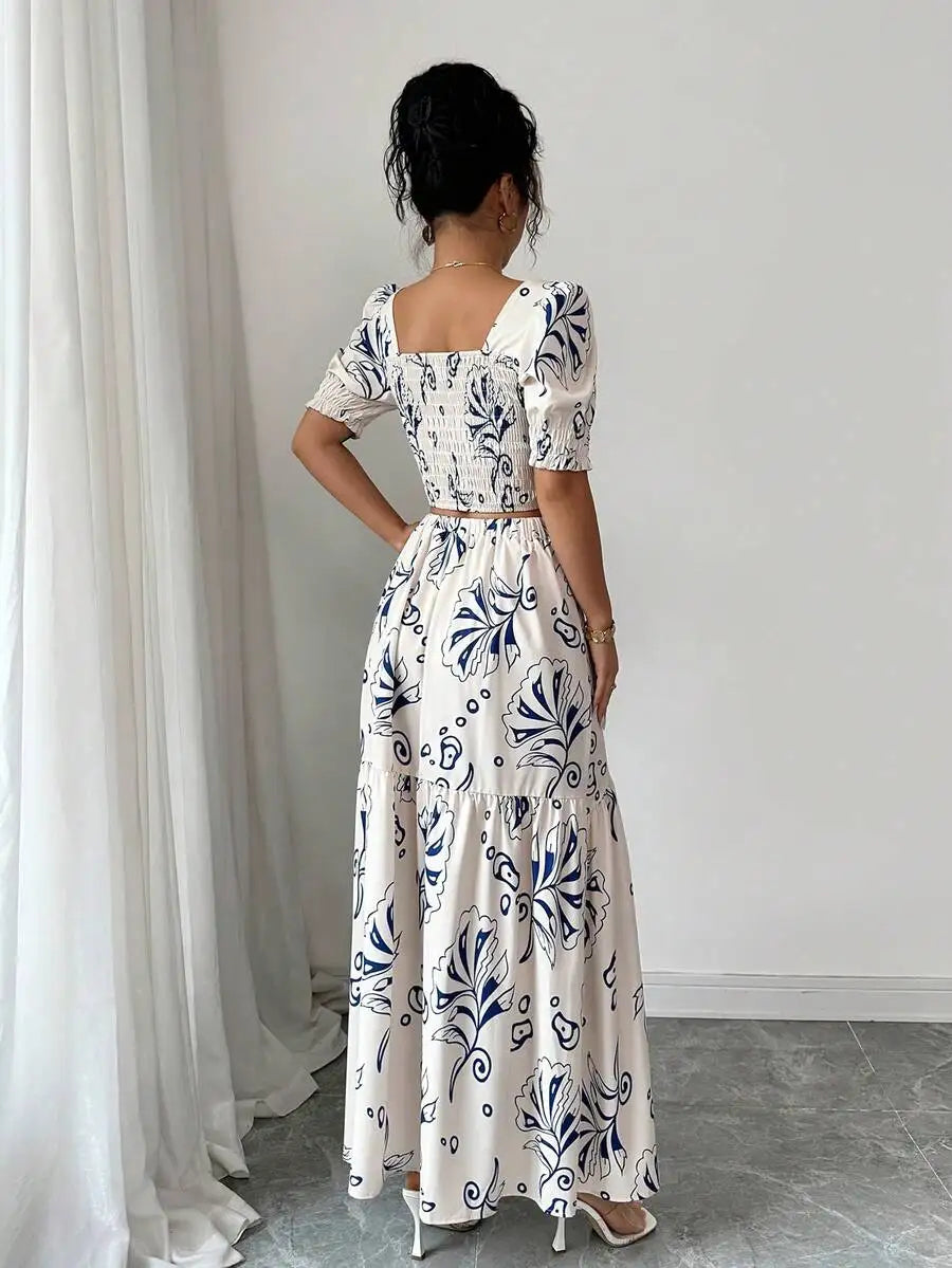 Conjunto feminino estampado floral branco