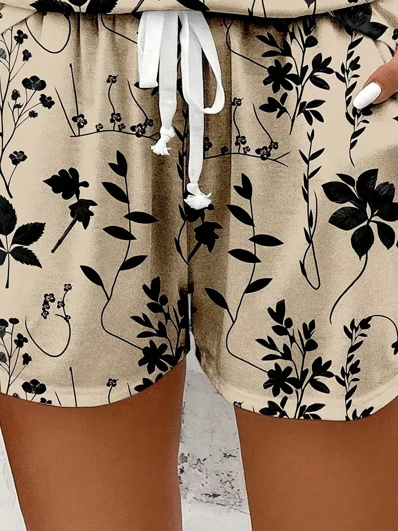 Conjunto floral feminino bege vista traseira