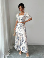 Cropped floral feminino do conjunto