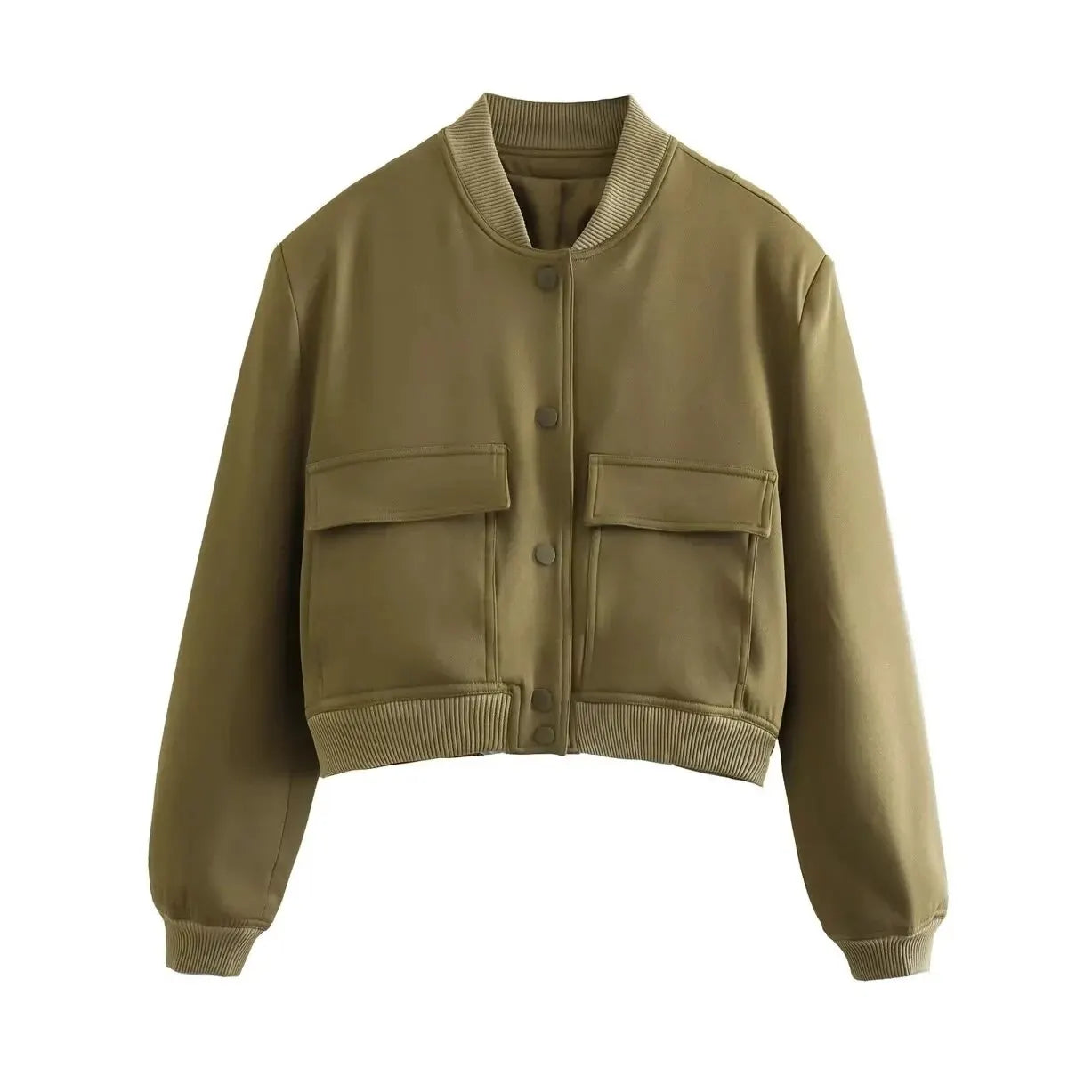 Jaqueta Bomber Feminina Vintage com Bolsos