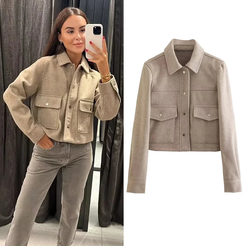 Jaqueta Bomber Feminina em Tweed
