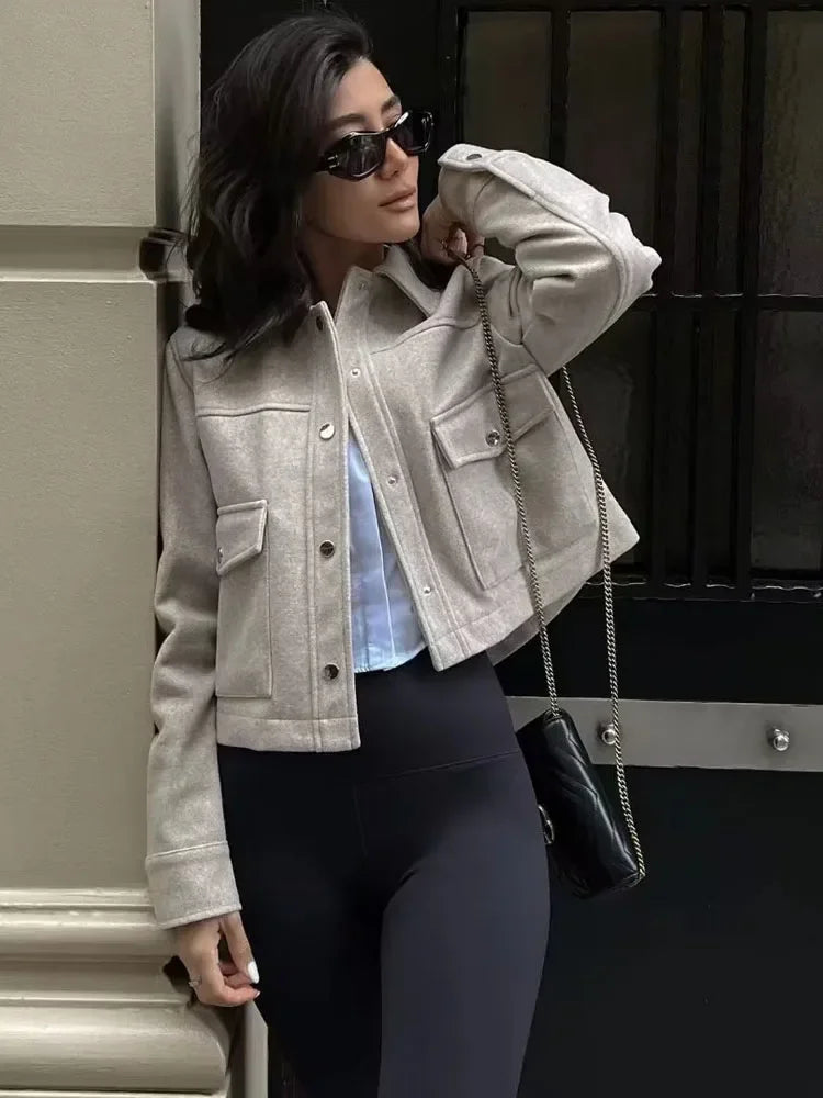 Jaqueta Bomber Feminina em Tweed