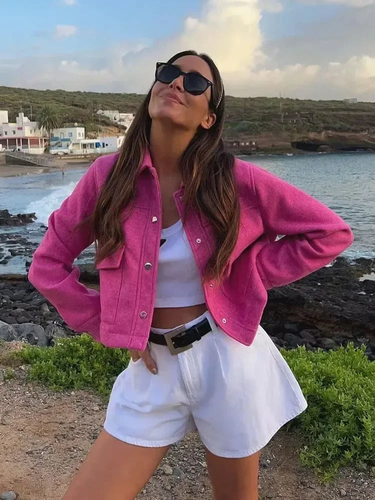 Jaqueta Bomber Feminina em Tweed