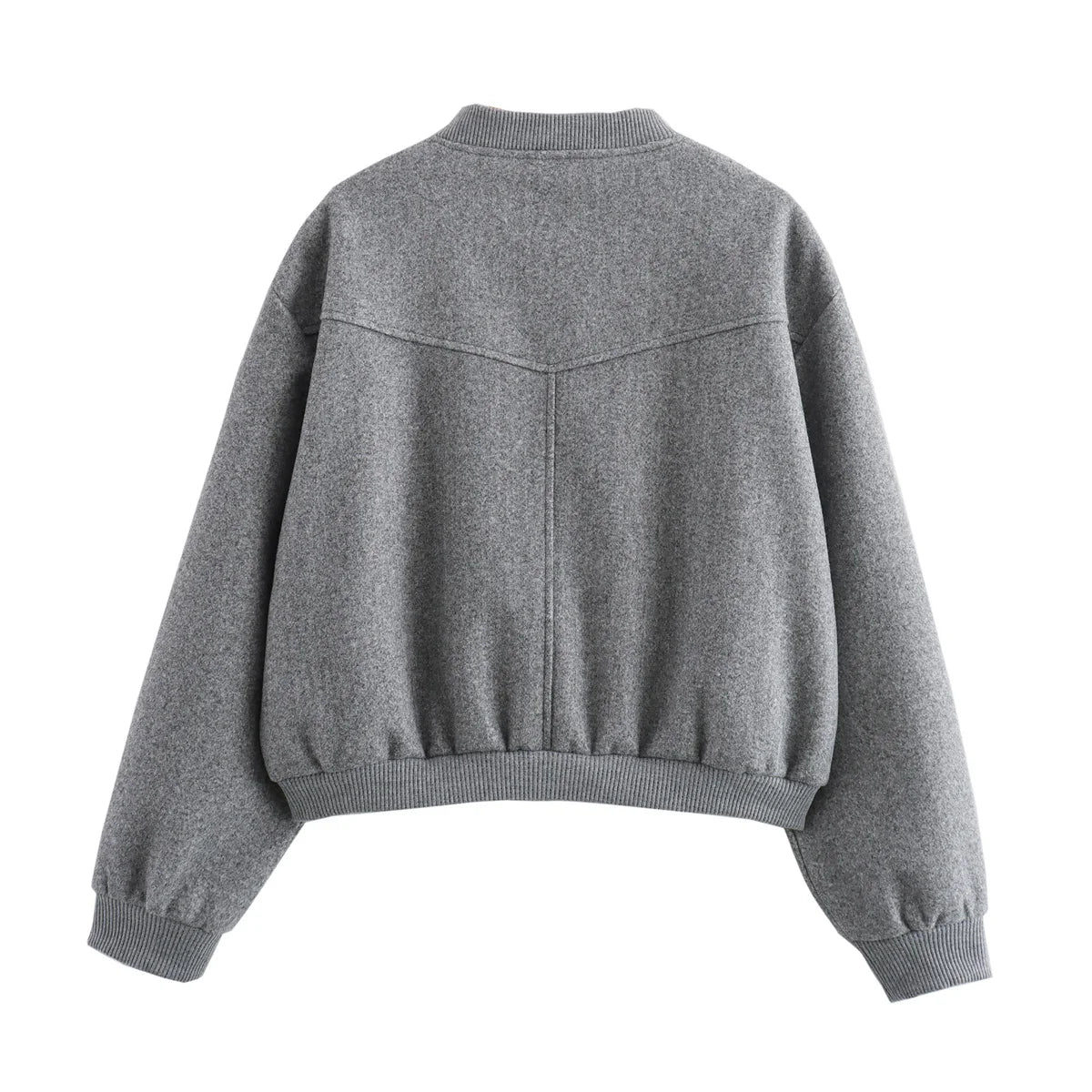 Jaqueta Cropped de Lã com Botões